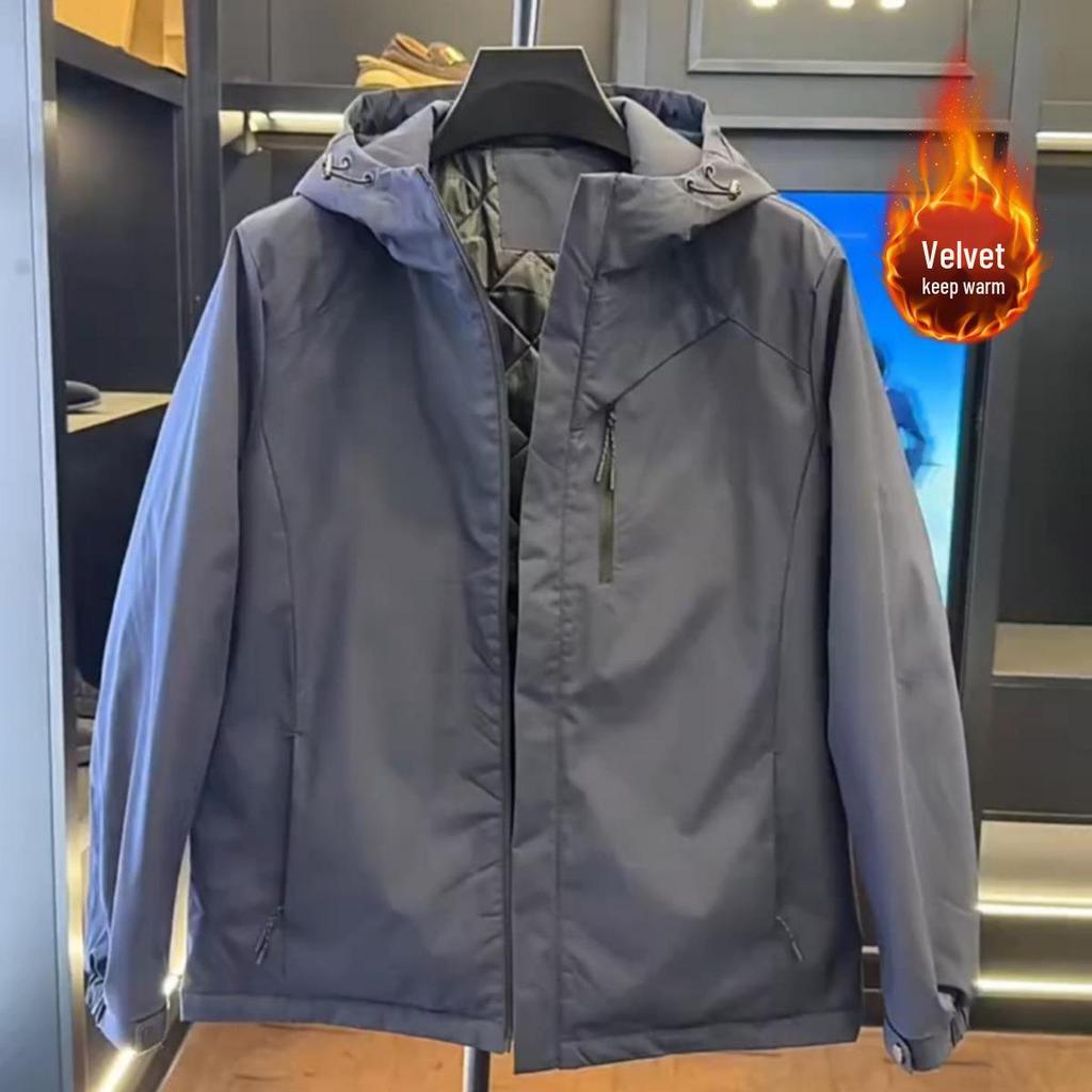 Trendy Men's Winter Cotton-Padded Hooded Jacket - Warm, Windproof, Versatile, and Fashionable Outdoor Coat