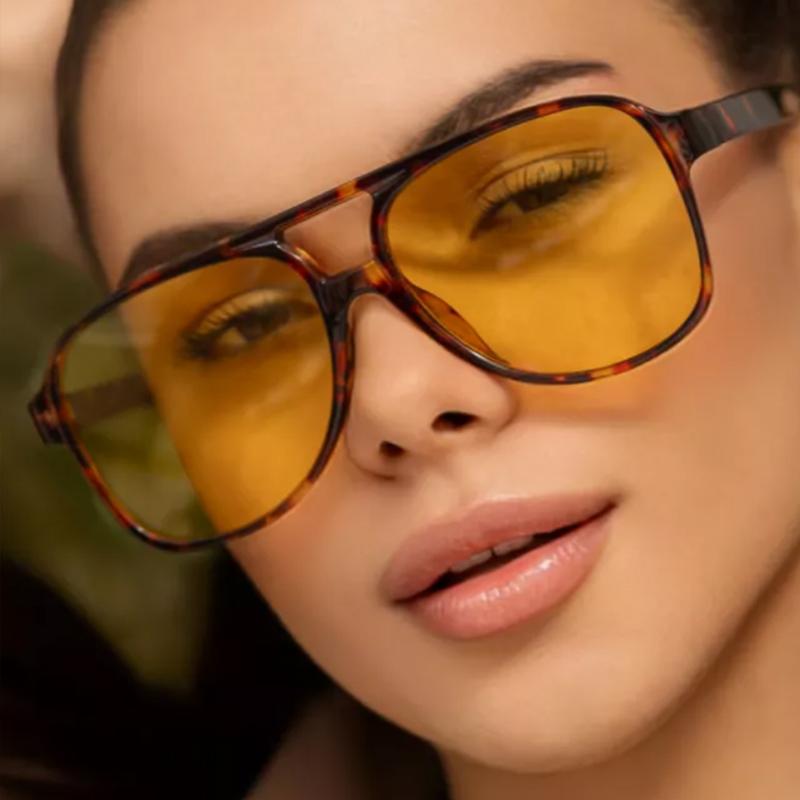 Protective Glasses 3pcs Trend Double Bridge Pilot Women Square Sunglasses Large Frame Outdoor Driving Shades Sun Glasses UV400