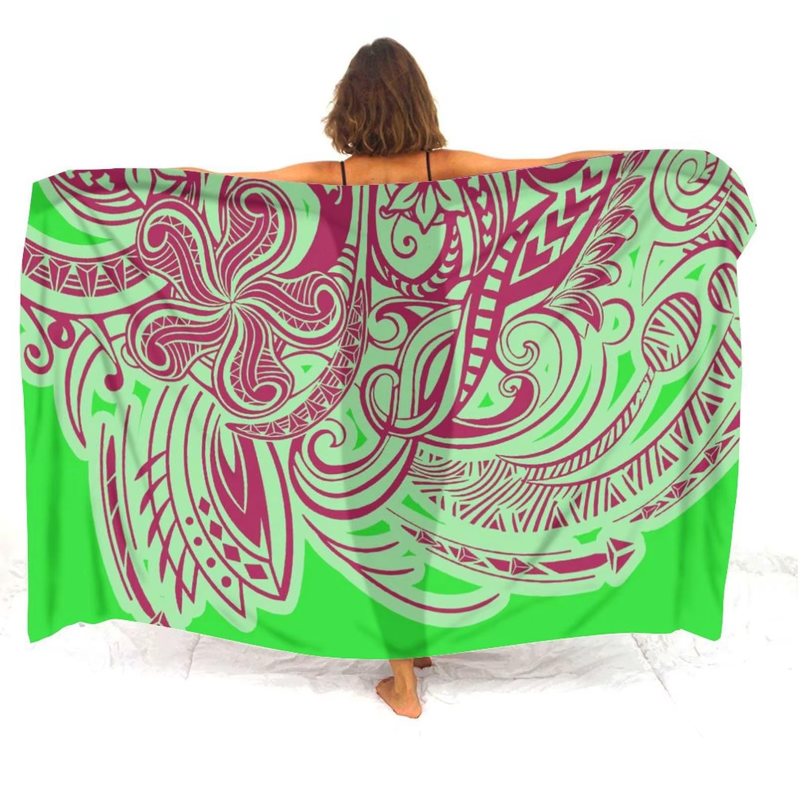 

One-piece Bohemian style sports beach towel Polynesian Samoan tribe Moa totem tattoo sarong stylish and comfortable beach wear t W40*H60(CM)