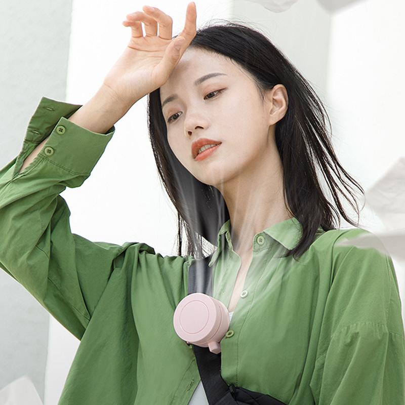 Summer Small Clip Fan USB Portable Mini Neck Hanging Electric Fan Waist Clip Fan Silent Mini Bladeless Fan Desktop Handheld Fan
