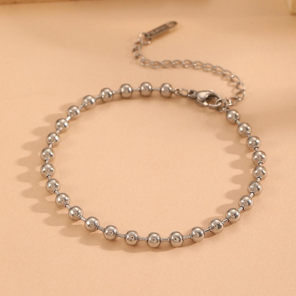 European INS Style Stainless Steel & Titanium 18K Ball Chain Non-Fading Jewelry Set