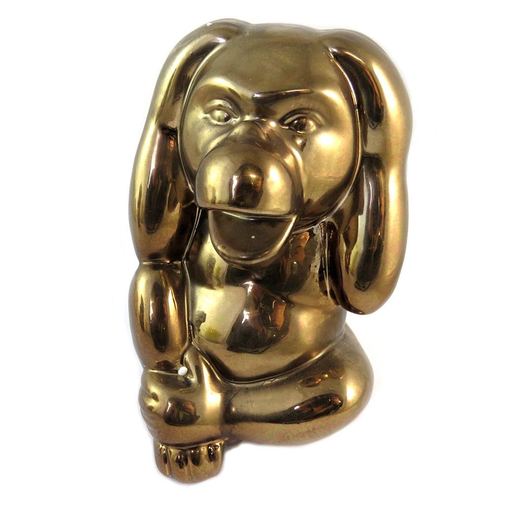 Les Trésors De Lily [P1394] - Goldenes Sparschwein „Affe“ aus Keramik – 17 cm…