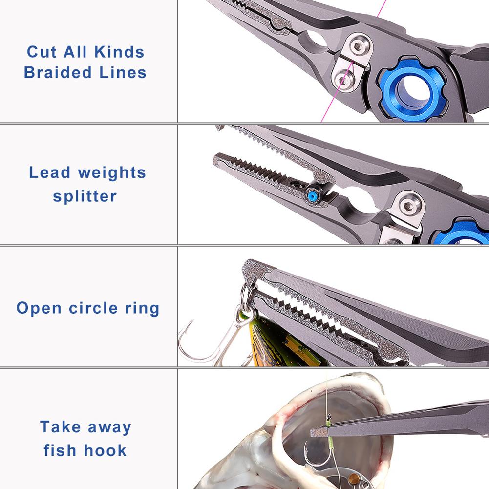 Angling Fishing Pliers Multifunctional Outdoor Fishing Tongs Aluminum Alloy Portable Fishing Pliers Scissors Fishing Supplies