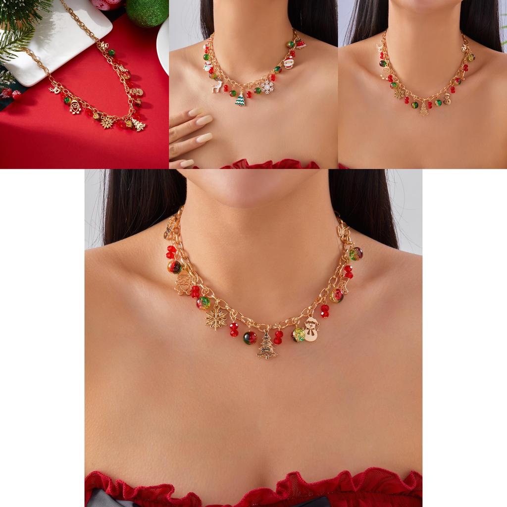 Cute Snowman Christmas Jewelry With Alloy Pendant For Holiday Gift