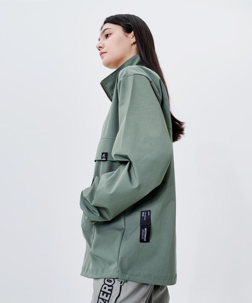 Mozmoz Center Embroidery Back Label Functional Anorak Khaki