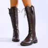 European beautiful women's boots women's high boots square heel knight boots autumn and winter solid color new belt buckle