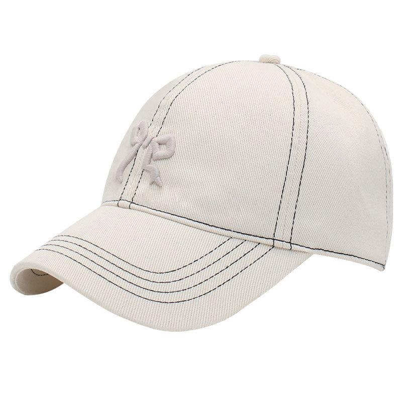 Hat Women's Spring Summer Three-dimensional Embroidery Bow Baseball Cap, Versatile Cap Shade Sunscreen Cap