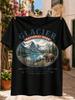 Glacier National Park Montana Vintage Alpine Lake Bear Mountain and Pine Forest Oval Est 1910 Text Unisex All TShirt