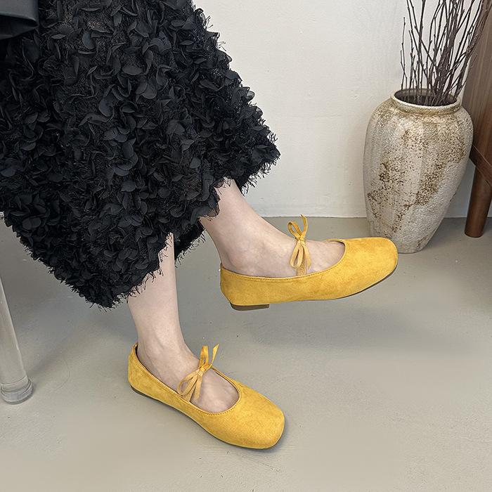 New Flat-bottomed Retro Bow Mary Jane Shoes Children's Shallow Mouth Ballet Single Shoes Grandma Shoes