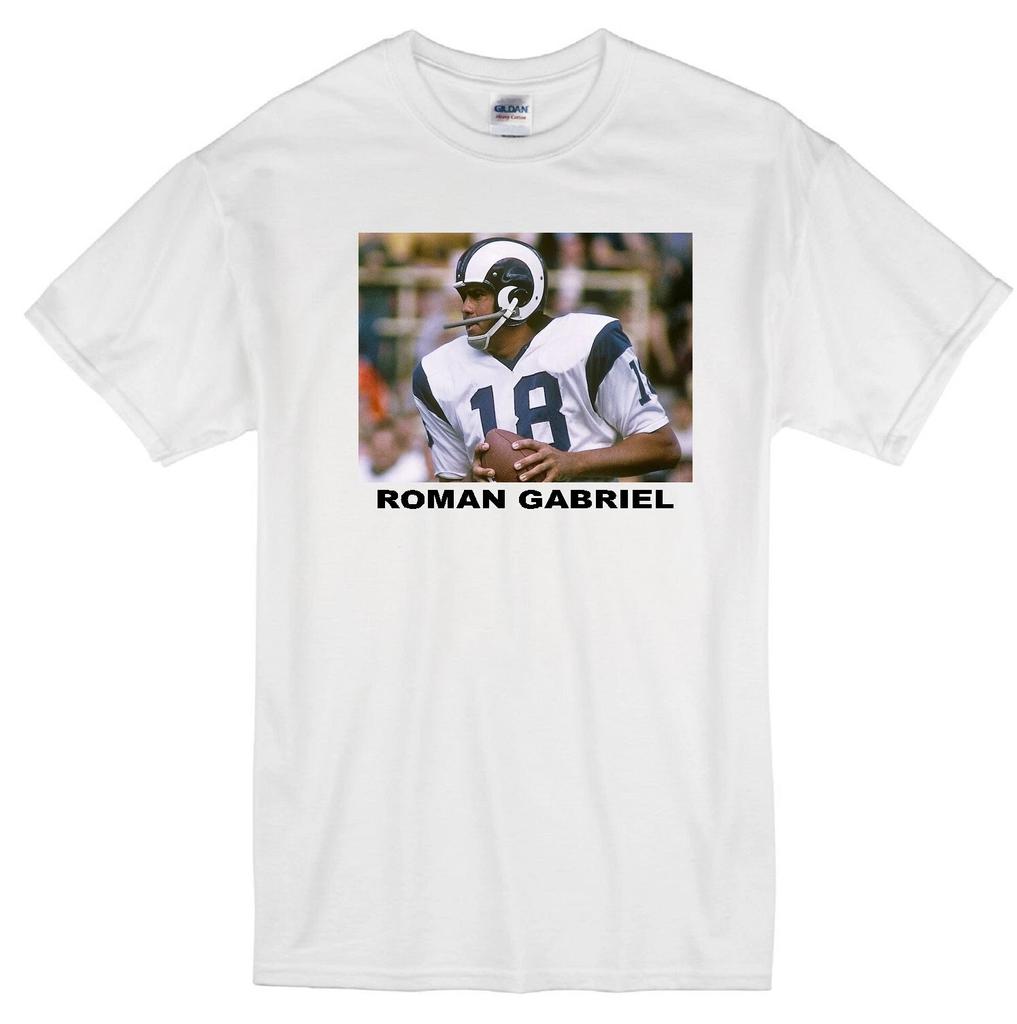 ROMAN GABRIEL LOS ANGELES RAMS QUARTERBACK FOOTBALL WHITE T-shirt JERSEY