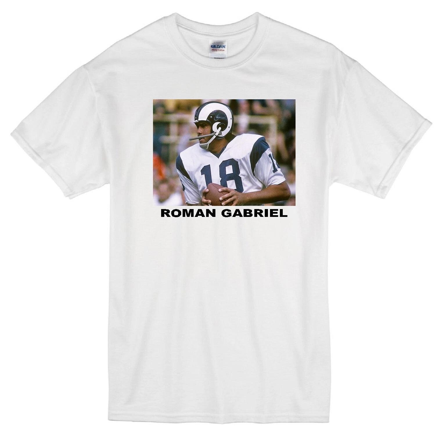 ROMAN GABRIEL LOS ANGELES RAMS QUARTERBACK FOOTBALL WHITE T-shirt JERSEY 2XL