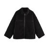 2024 Women's Winter Fashion Stand Collar Shearling Jacket with Zipper