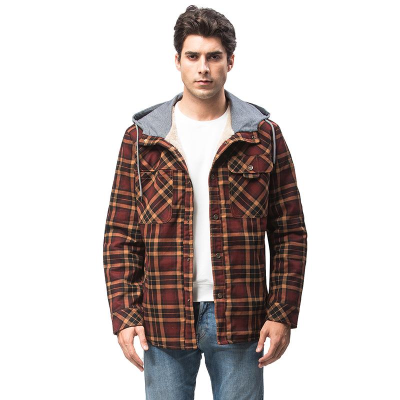 Hermosa Chaqueta de Talla Grande a Prueba de Frío y Viento Chaqueta Cálida Camisa Casual para Hombre Talla Grande con Terciopelo