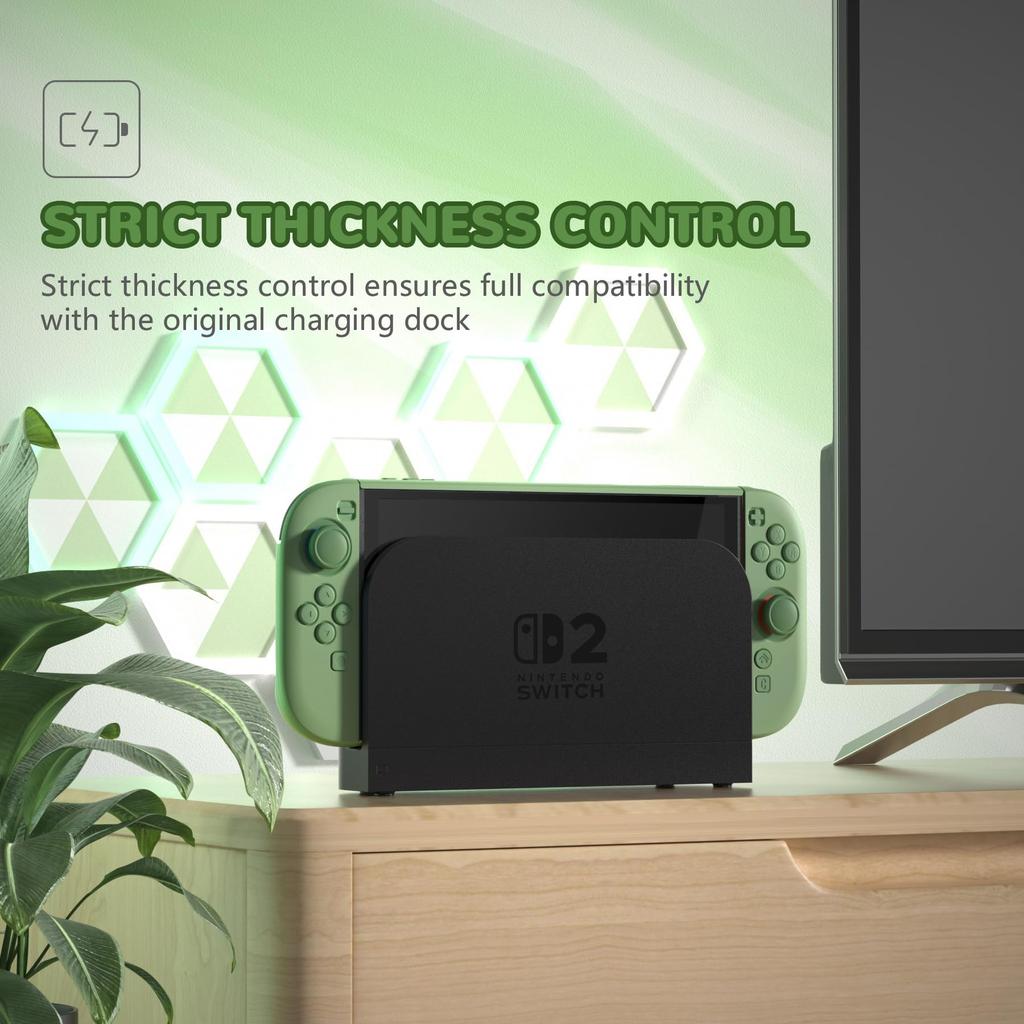 PlayVital Hard Cover Protective Case for Nintendo Switch 2 Dock Foldable Stand Thumb Grips Matcha Green (2025), Compatible, & –