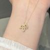 925 Sterling Silver Three Leafs Zircon Lily Cluster Pendant Necklace for Women Fashion Trendy Luxury Jewelry Accessory