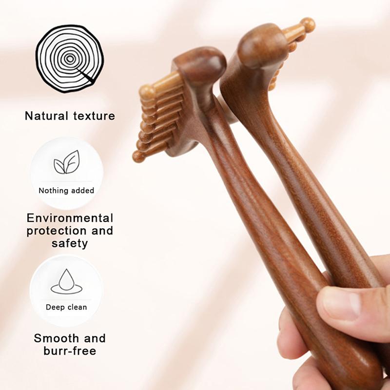 1 Pcs Portable Sandalwood Gua Sha Massage Brush Head Neck Abdominal Leg Body Meridian Massager Wooden Therapy Massage Tools