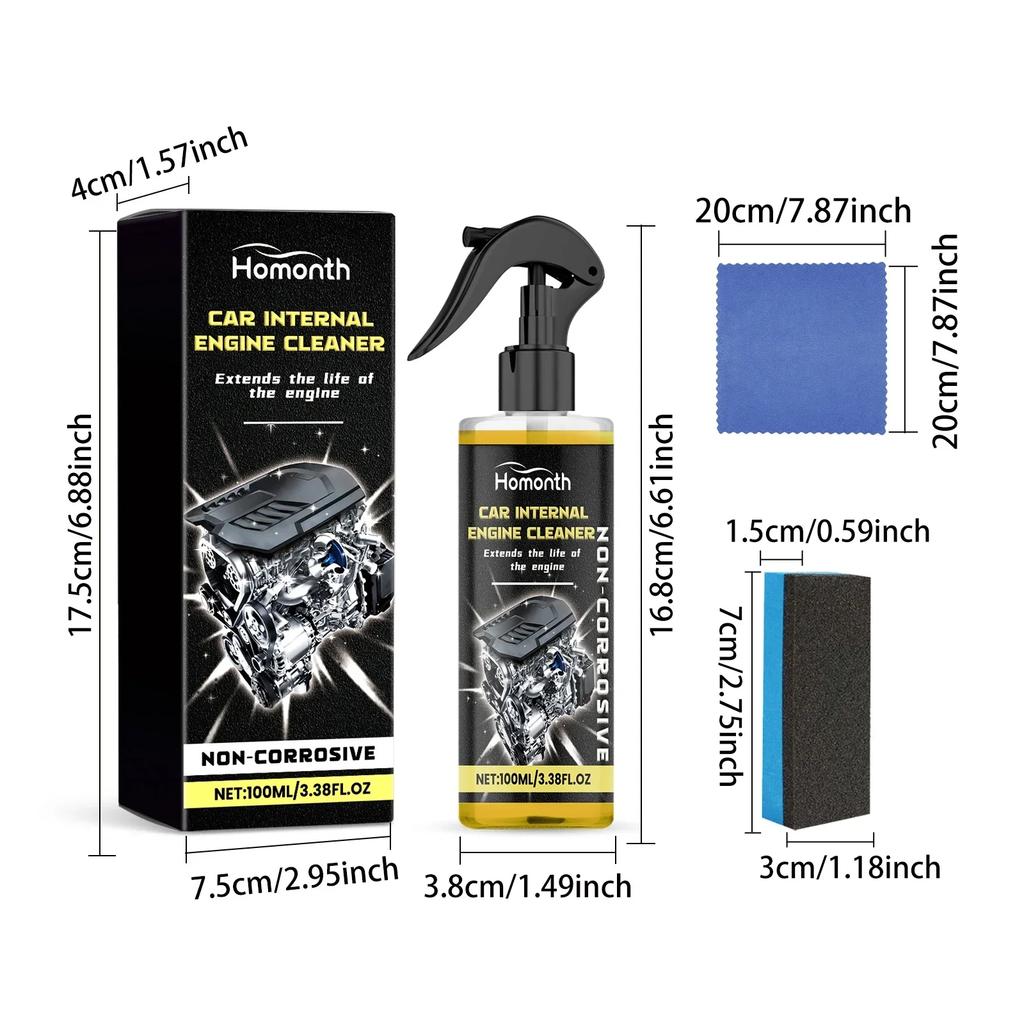 Internal Engine Cleaner 100ml Engine Cleaner Automotive Care Non-Greasy Car Interior Cleaner For Carpets Fabrics Glass Wood