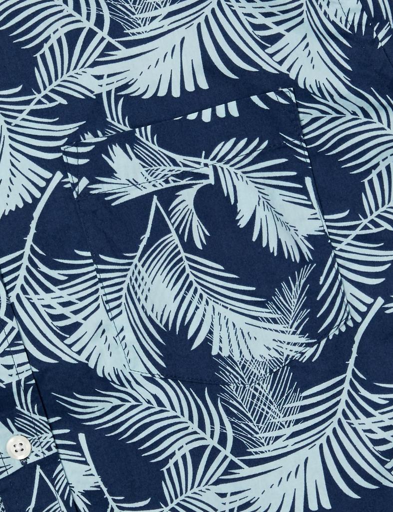 Amazon Essentials Regular Fit Short Sleeve Patterned Shirt in Navy Blue Sky with Palm Leaf Size XL Men's Design,