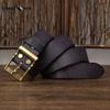 Retro Thickened First Layer Cowhide Copper Buckle Belt Men's Genuine Leather Trendy All-match Tough Guy Jeans Belt