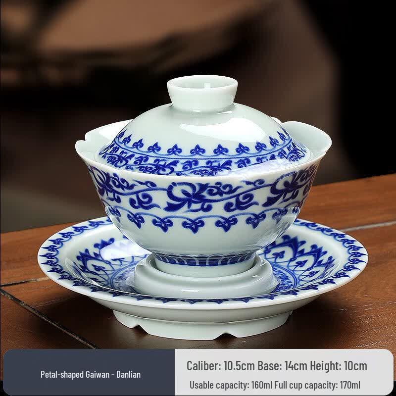 Blue and White Porcelain Sancai Gaiwan Teacup