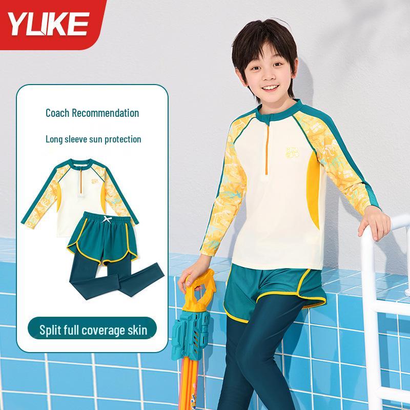 Boys' Long Sleeve & Pants Sunscreen Swimsuit 2025 - Kids' Split Swimwear Set