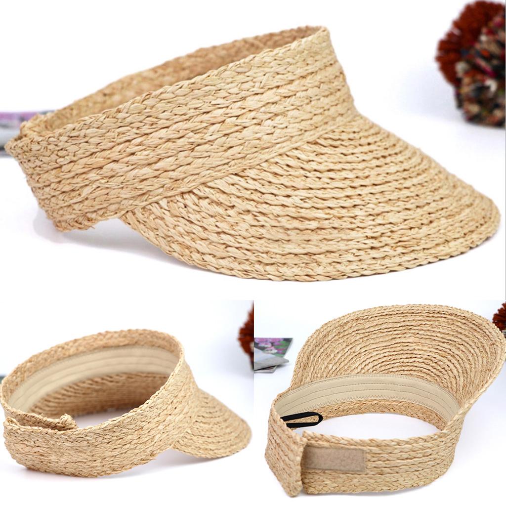 Womens Summer Woven Straw Open Top Sun 