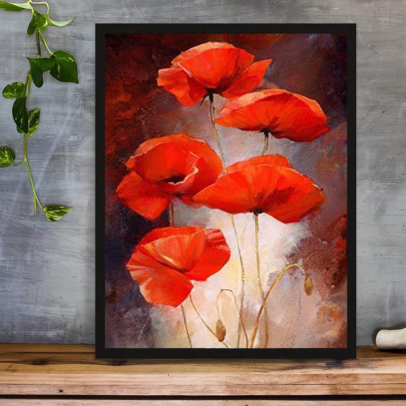 

5D DIY Алмазная картина Красный цветок Набор для вышивки крестом Мозаика Алмазная вышивка Роза Полный круглый/квадратный дрель Украшение дома Round 30x40cm