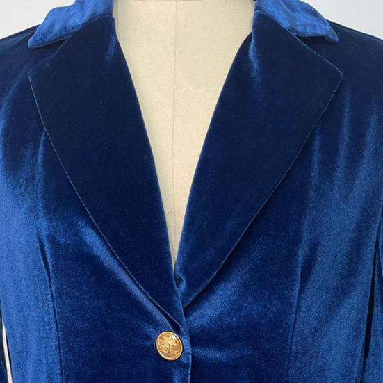 Golden Velvet Suit Coat Lapel Long Sleeve Single Button Suit Jacket with Flap Pockets Slim Fit Three-Dimensional Tailoring Outerwear