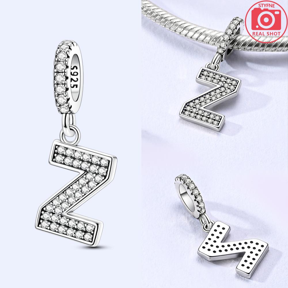 Classical 26 English Letters Original Charms White Zircon Beads Fit Copper Bracelet Accessories Women Diy Fine Gift Jewelry