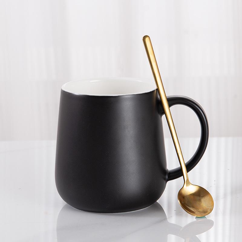 Simple Mug with Lid Spoon Ceramic Cup Hotel Room Water Cup Opening Gift Box Coffee Cup