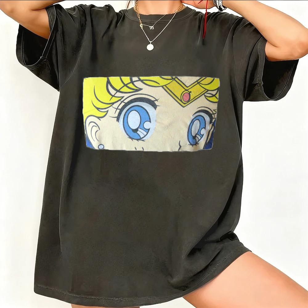 Sailor Moon Retro 90s Anime Grafické Tričko Letní Bavlněné Unisex Dámské Tričko Streetwear Ležérní Trend Krátký Rukáv Párové Hip Hop Top