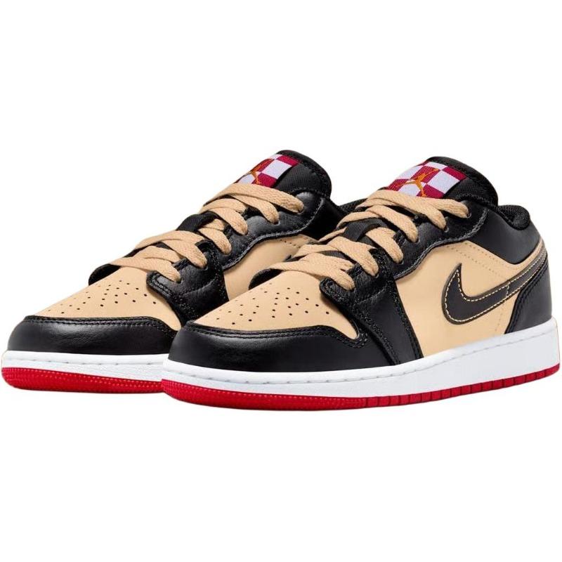 Air Jordan 1 Low Pizza GS low-top basketball shoes tan/black unisex HQ2016-200