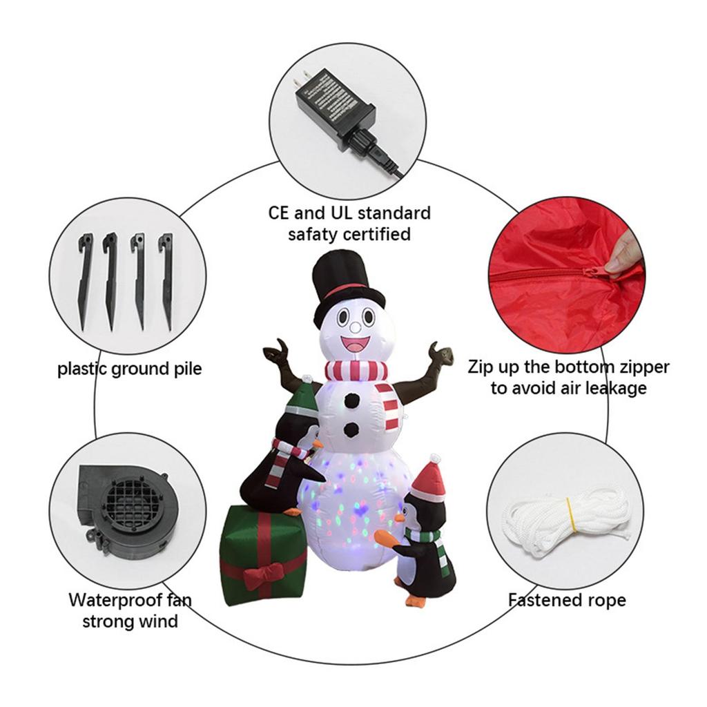 Christmas Inflatable Snowman Penguin Ornament Weatherproof Cute Christmas Decoration for Holiday Winter Outdoor Party Season