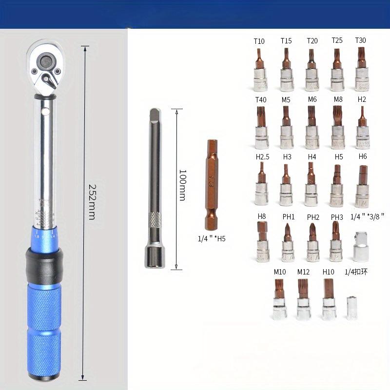 32 Pcs 1/4 Torque Wrench Set, 72-Tooth High Precision Torque Wrench,Precision Torque Toolbox, Durable Multifunctional Tool Kit