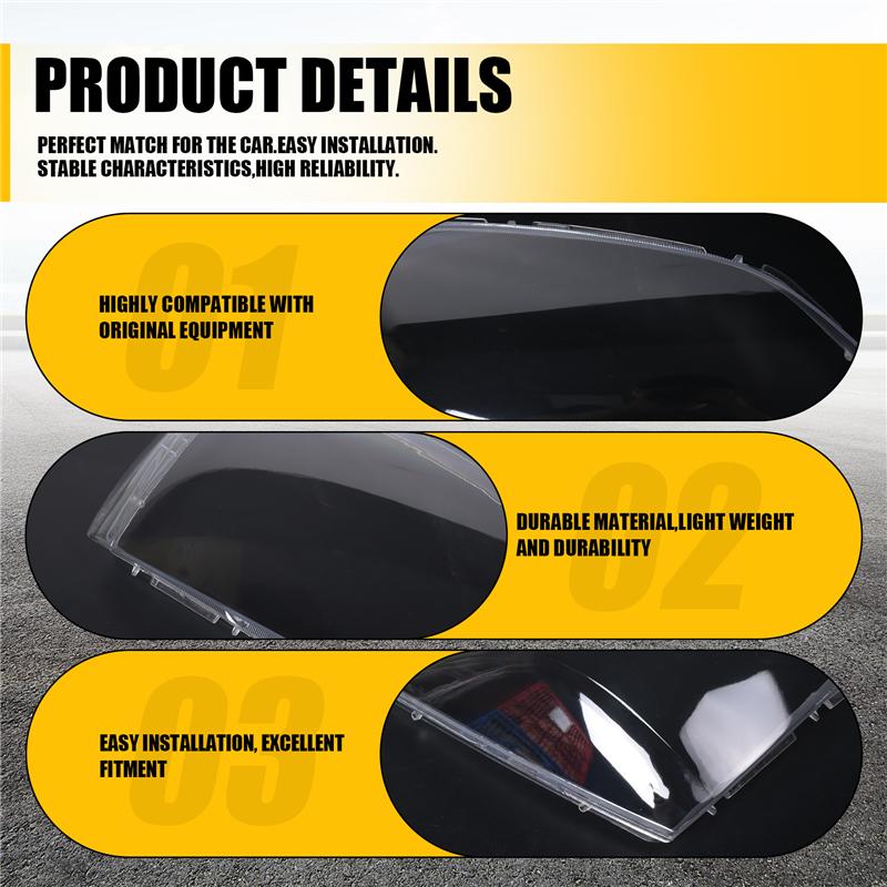Car Front Side Headlight Clear Lens Lamp Shade Shell Cover For KIA Sorento 2004 2005-M53K