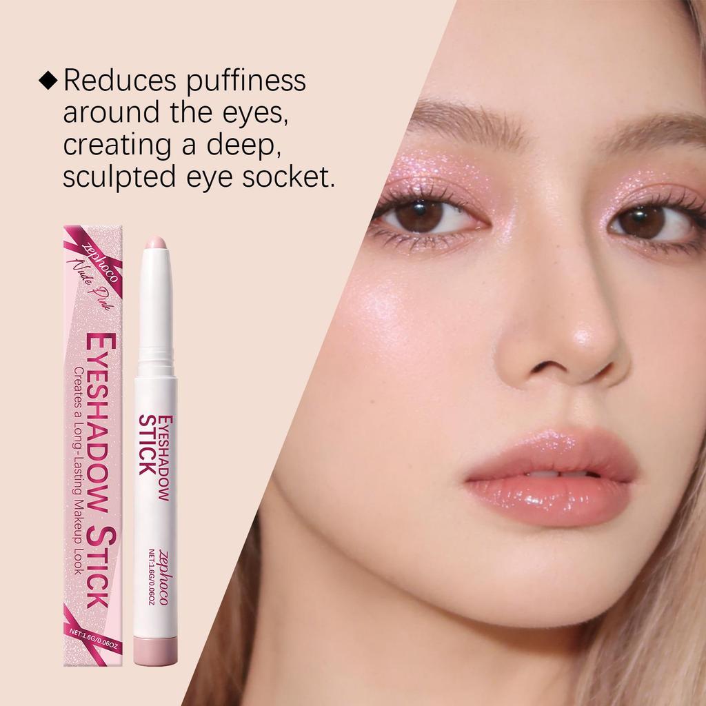Zephoco Nude Pink Silky Eyeshadow Pencil: Fine Shimmer, Highly Pigmented, Versatile for Day and Night.
