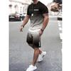 Men's Quick Drying Sports T-shirt and Shorts Set Outdoor Urban Breathable Men's Round Neck Short Sleeve Top Men