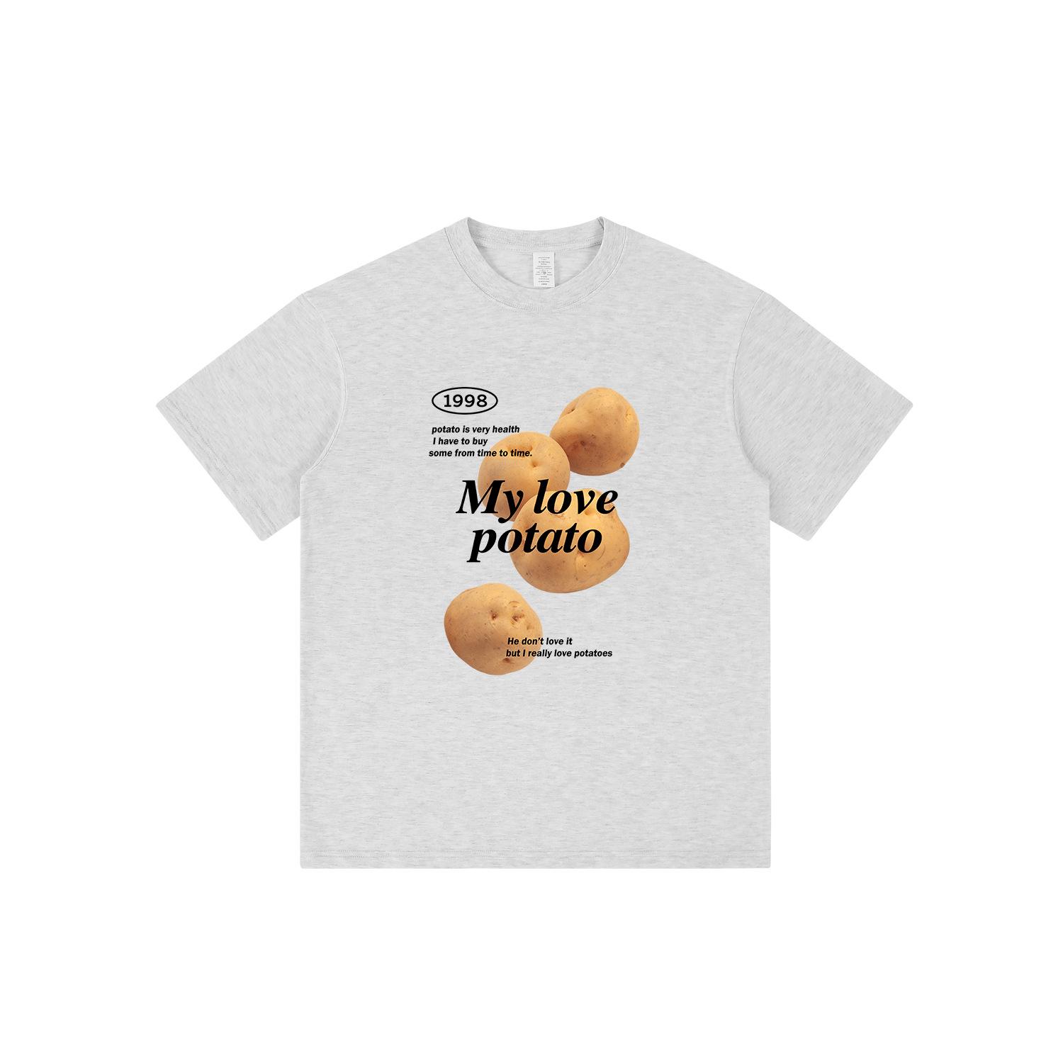 

Унисекс Хлопковая Повседневная Футболка с Принтом Картофеля - Модная и Веселая Футболка с Коротким Рукавом M хизер серый