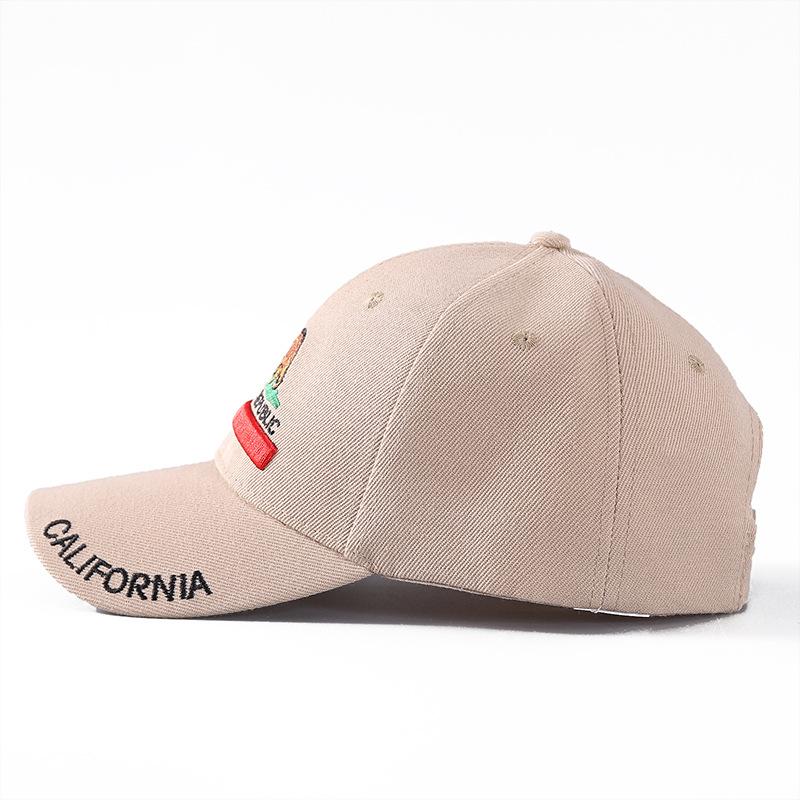 Embroidered Bear California Baseball Cap Men's Outdoor Sunscreen Shade Cap Hard Top Hat