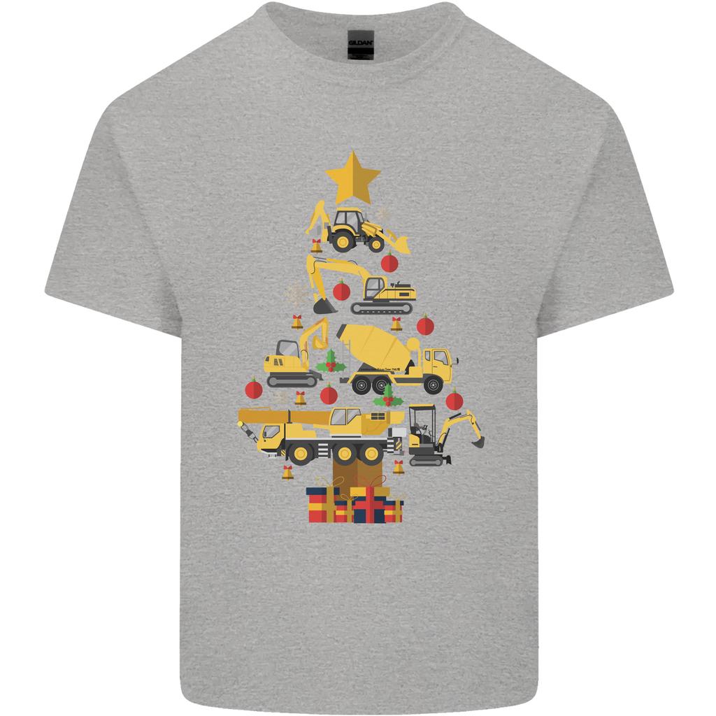 Construction Christmas Tree Digger Lorry Crane Unisexs Light Cotton TShirt