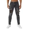 Men Jeans Solid Color Ripped Holes Frayed Gradient Washed Trousers