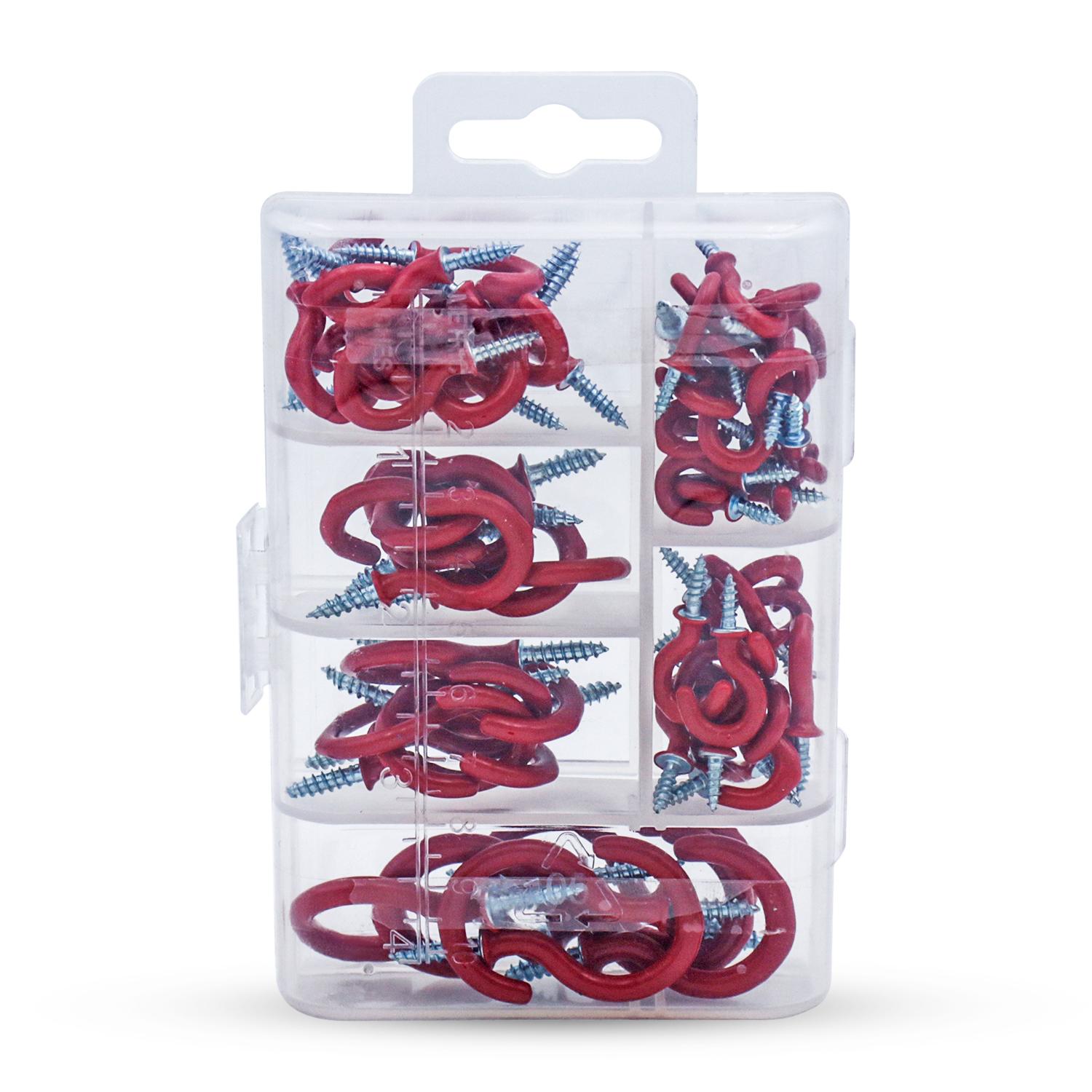 

70Pcs Sheep eye screw hook, wrapped in plastic technology, screw in question mark hook, Cup hook, Plant hook красный