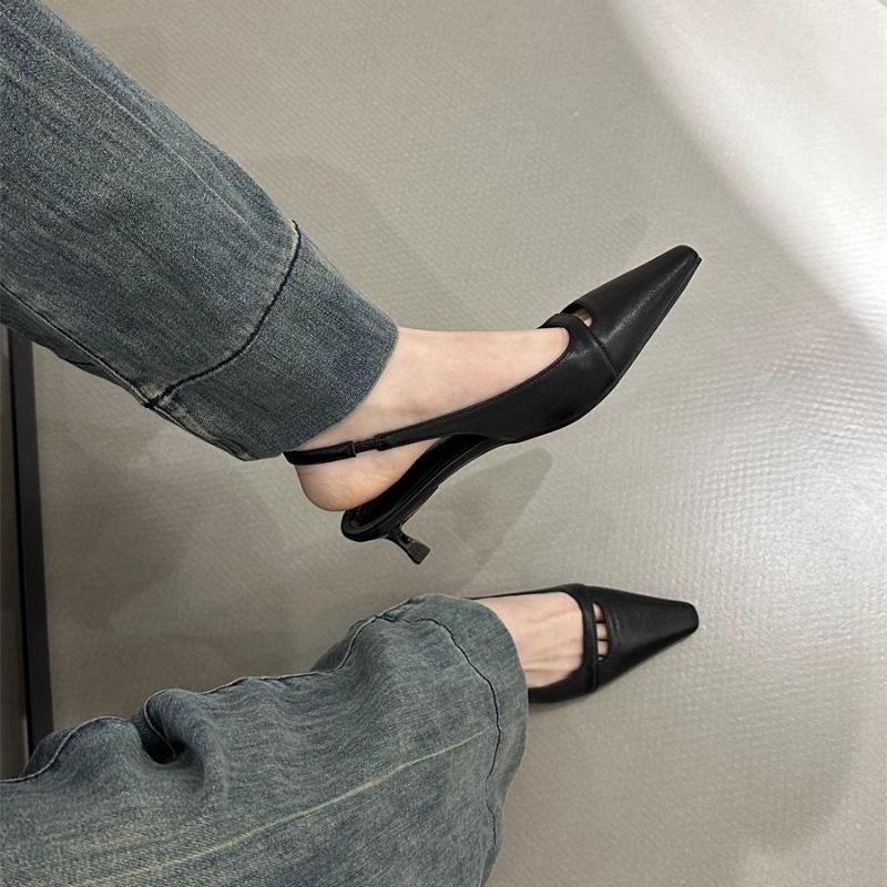 Mode Eleganta Kvinnor Spetsig Tå Klackade Sandaler Trend Sommarskor 2025 Nya Mode Festtofflor Kvinna Slingback Pumps Zapatos Mujer