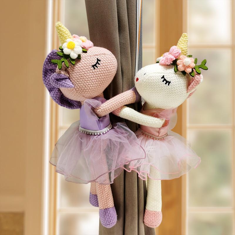Flowers Unicorn Headwear Plush Curtain Straps For Bedroom Window Toys Decor
