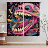 Cartoon Skull Illustration Kitchen Curtain Tiebacks Bedroom Curtains 2 Pieces Black Out Curtains for Living Room Tentacles Blind