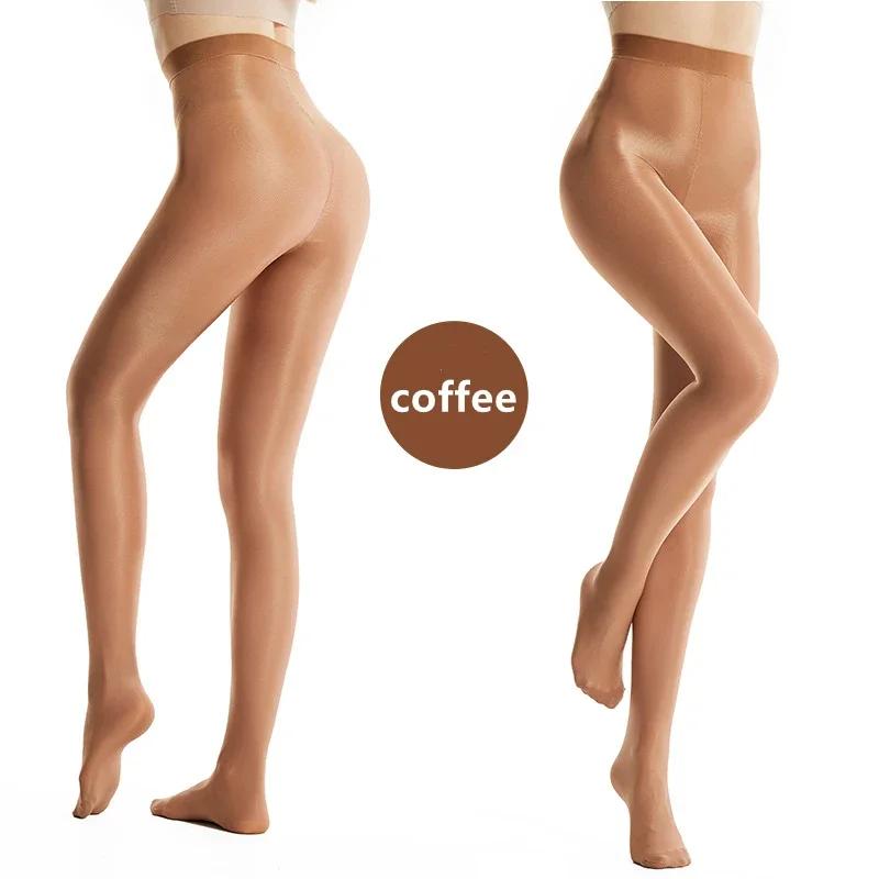 70D Plus Size Oil Reflective Glossy Shiny Pantyhose Curvy Women Nightclub Dance Wear High Waist Shaping Tights Leggings