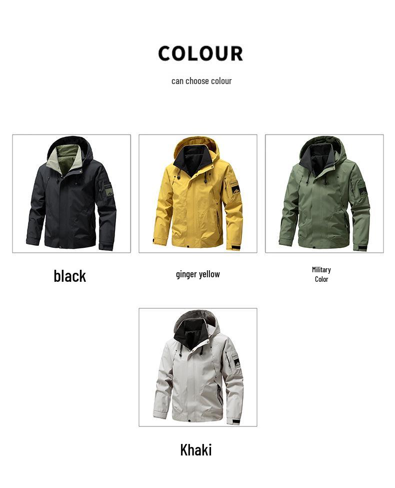 Frühlings Herren Dünne Wasserdichte Arbeitsjacke mit Kapuze - Trendig, Vielseitig, Lässiger Bergsteigerstil