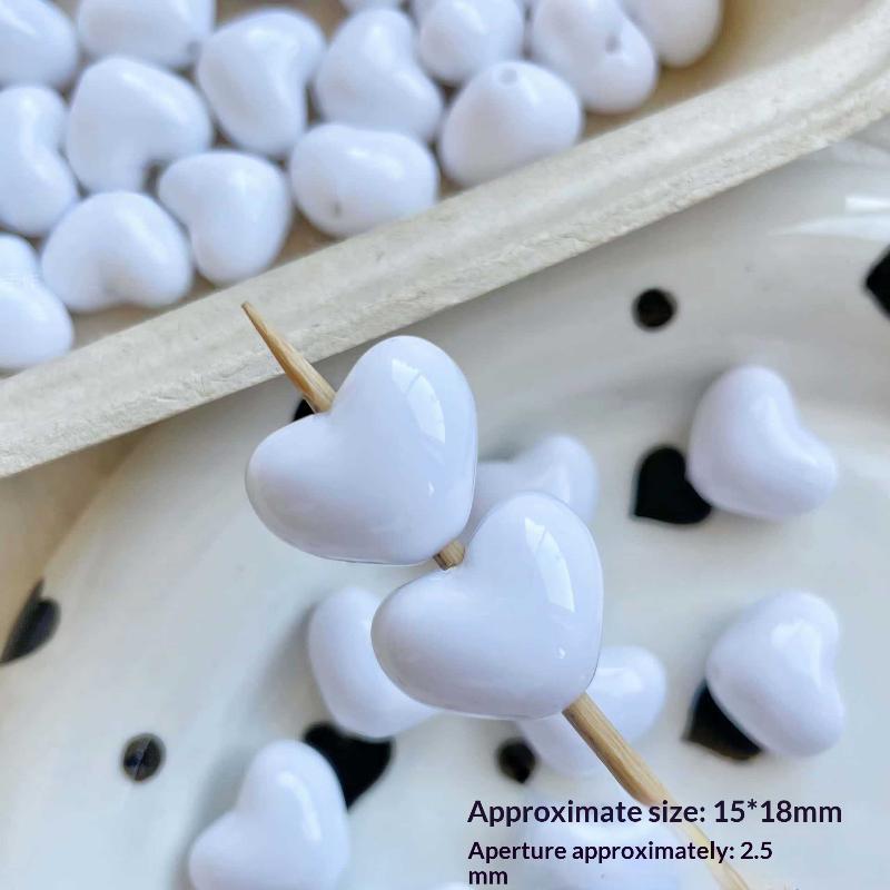 10Pcs Colorful Acrylic Love Heart Shape Bead Loose Spacer Beads For Diy Bracelet Necklace Jewelry Making Accessories
