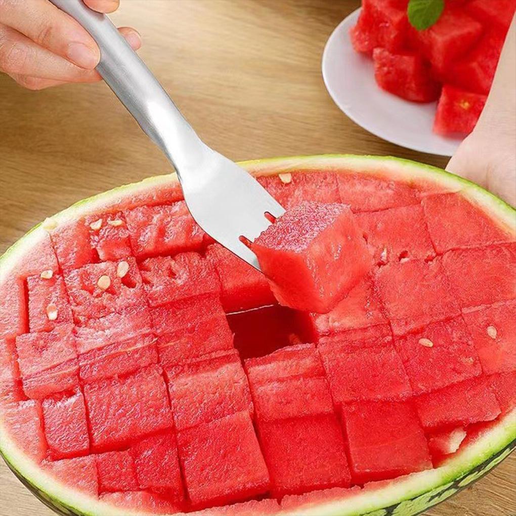 Stainless Steel Watermelon Slicer 2 In 1 Smooth Handheld Replacement Reusable Washable Household Kitchen Fork Tool