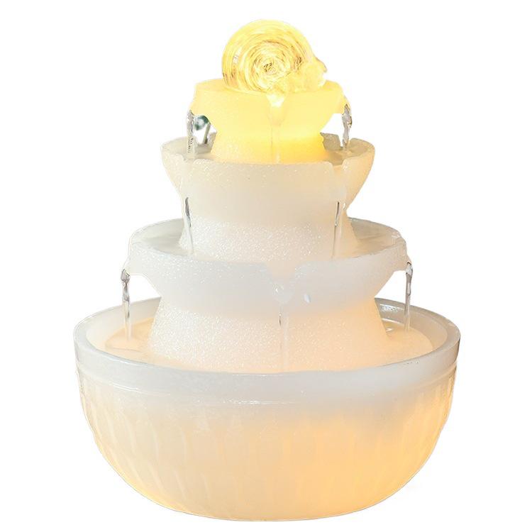 Feng Shui Wohlstandsrad Kristallkugel-Wasserbrunnen mit drehbarer Perle und Beleuchtung